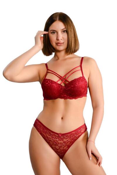 AKALA Marbling Unfilled Double Cross String Bra Panty Set 6014-8011 (Unpadded)