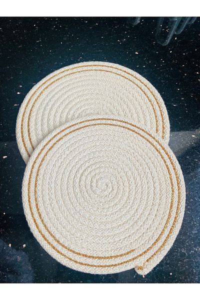ELÇİÇEK HOME Handmade Trivet, Pan Mat, Pot Mat, Teapot Mat 20cm (2 Pieces)