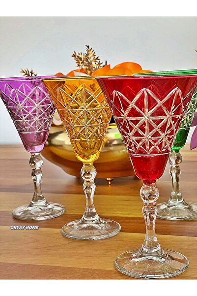 P&ORA PREMIUM KITCHEN PRODUCTS Vouge 6'lı Kesme 6 Renk Kahve Yanı Su Bardağı ...