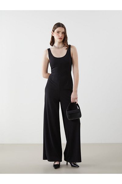 LC Waikiki U Neck Wide Leg Crepe Jumpsuit