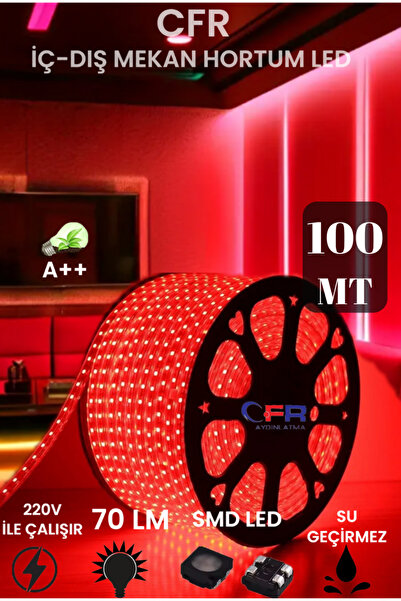 CFR LED AYINLATMA  Hortum Esnek Şerit Led Kırmızı Rengi + 220v Fiş/2,3,4,5,10...