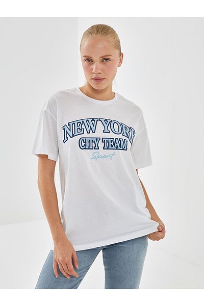 LC Waikiki Νέα σεζόν Crew Neck New York Printed Women Tisort - S5GR17Z8
