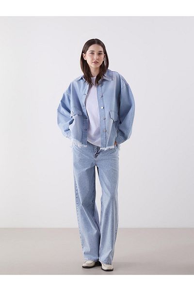 LC Waikiki Lcw Ripped Detailed Oversize Women's Jean Shirt Fast Fashion