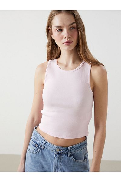 LC Waikiki Xside Pink Crew Neck Women's Crop