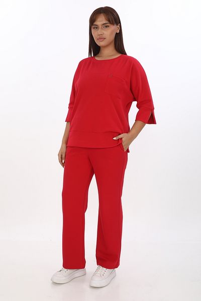 EXİTLİNE Women's Loose Fitting Red Suit