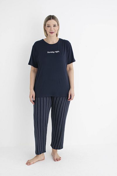 Skygo Eterelle Estiva 25151 Set de pijamale cu mânecă scurtă cu dungi pentru femei