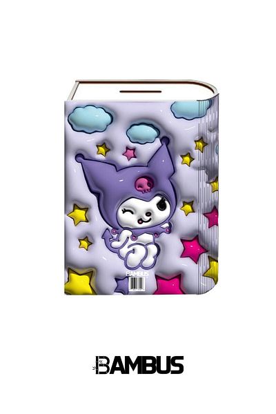 Bambus Home Wooden Printed Decorative Souvenir/Memory Storage Box Locked Book Piggy Bank Kuromi