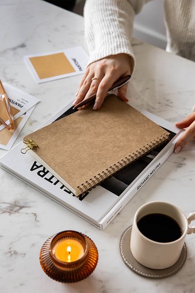 PAPERORA A5 Kraft Cardboard Cover 70 Sheets 110 Gram Plain Unlined Notepad