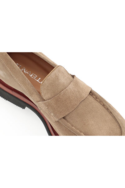 Tuna Hakiki Süet Deri Bej Loafer Erkek Ayakkabı (39-44 No) - 3524