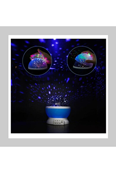abnturk Yıldızlı Gökyüzü Projeksiyon Gece Dönen Renkli Lambası