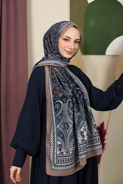 aldyoo Retro Ethnic Cotton Shawl Blue Sulcus and Milk