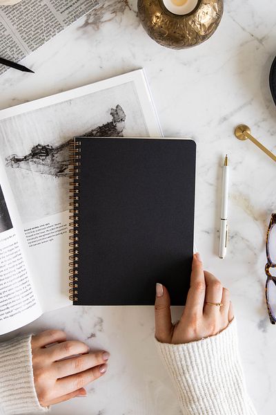 PAPERORA A5 Black Kraft Cardboard Cover 70 Sheets 110 Gram Dotted Notepad