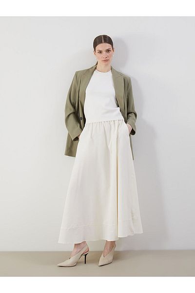 LC Waikiki LCW Modest Popeline ausgestellter Rock mit elastischer Taille