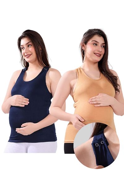 Tummy Pack of 2 Soft & Comfortable Maternity & Nursing Tank Tops for Women
