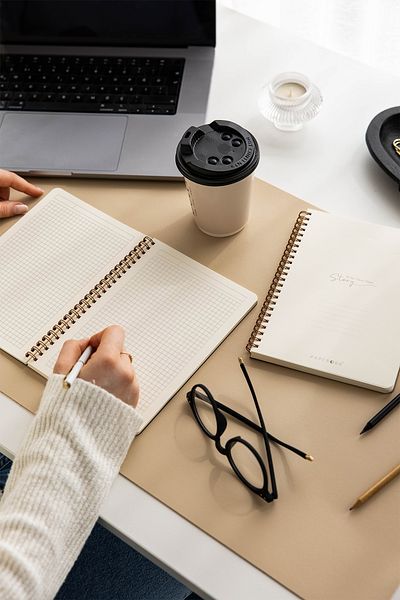 PAPERORA A5 Black Kraft Cardboard Cover 70 Sheets 110 Grams Checkered Notepad