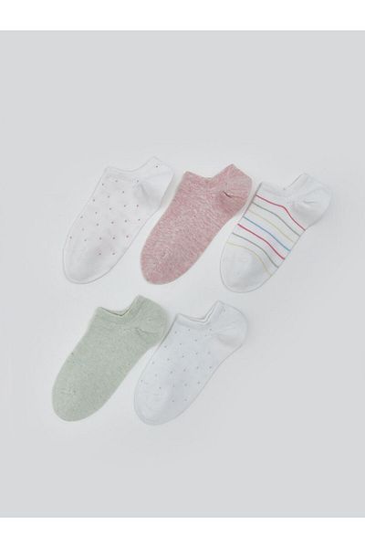 LC Waikiki Ecru Patterned Women's Sneaker Socks 5-Piece