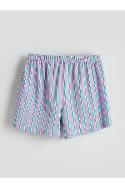 LC Waikiki Lcw Dream Lilac Elastic Waist Striped Women's Shorts Pajama Bottoms