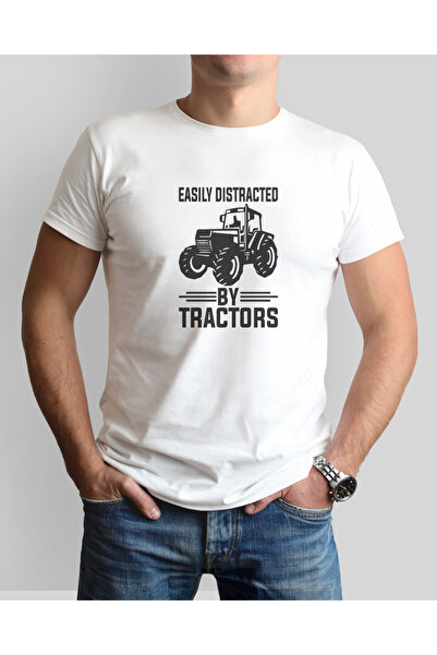 ONUR KANGAL تي شيرت برقبة دائرية مطبوع عليه مزارع وجرار - Premium-TC3055
