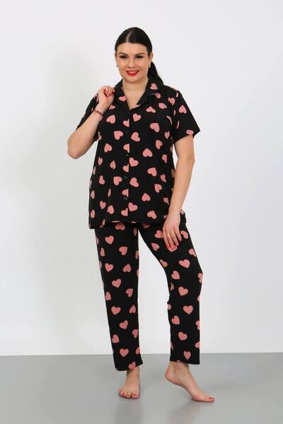 shopshop Γυναικείο σετ πιτζάμες με κοντό μανίκι με κουμπιά Milan Plus Size