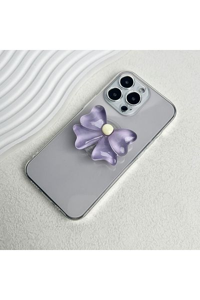 Choice Purple Cute Socket Talk Grip candy colored bow phone stand Lazy desktop folding stand small fresh bo