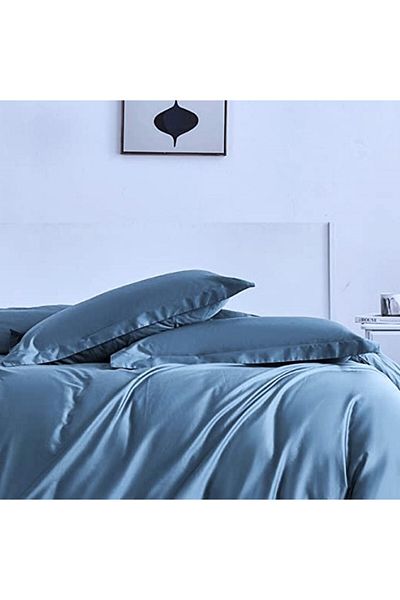 Kotonia Home Set of 2 Deluxe Satin Damask Pillowcases - 50x70 Cm, 100% Cotton, Silver Grey