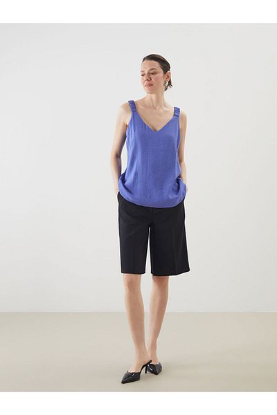 LC Waikiki Lilac V-Neck Textured Women's Blouse