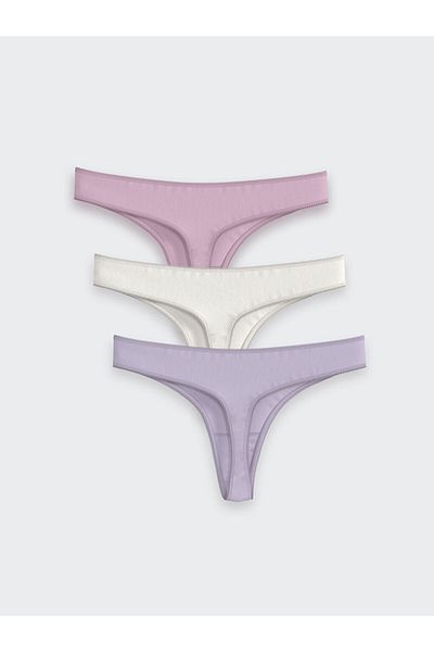 LC Waikiki Lcw Dream Lilac Plain Thong Panties 3 Pack