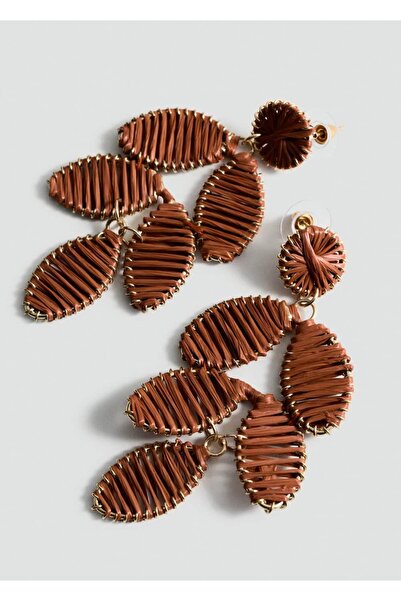 MANGO Woman Uzun çiçek desenli küpe