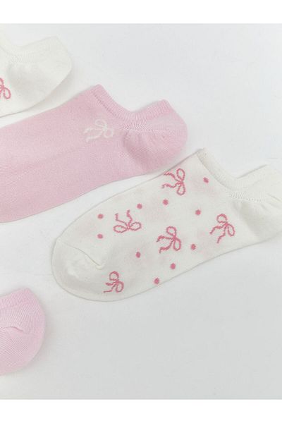 LC Waikiki Lcw Dream Ecru Bow Printed Women's Booties Socks 5-Pack