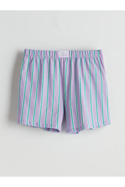 LC Waikiki Lcw Dream Lilac Elastic Waist Striped Women's Shorts Pajama Bottoms
