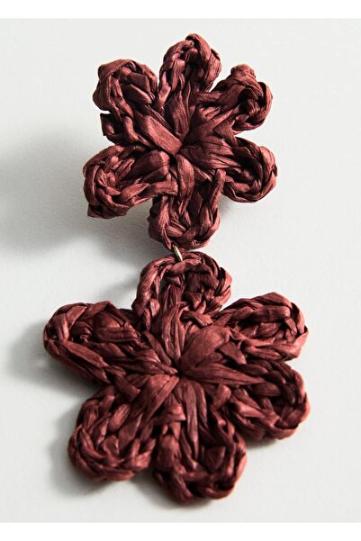 MANGO Woman Rafya çiçekli küpe