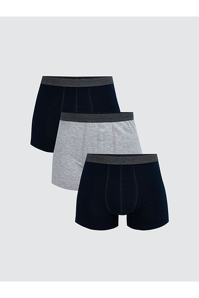 LC Waikiki Navy Blue Standard Fit Cotton Flexible Men's Boxers 3-Piece
