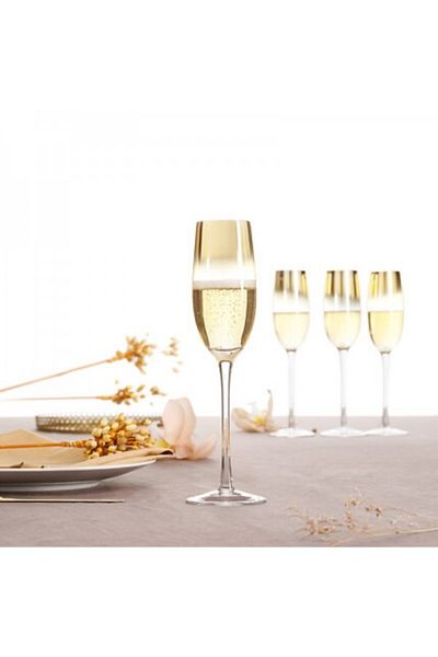 Secret de Gourmet Set of 6 champagne glasses, Arya Gold, 210 ml
