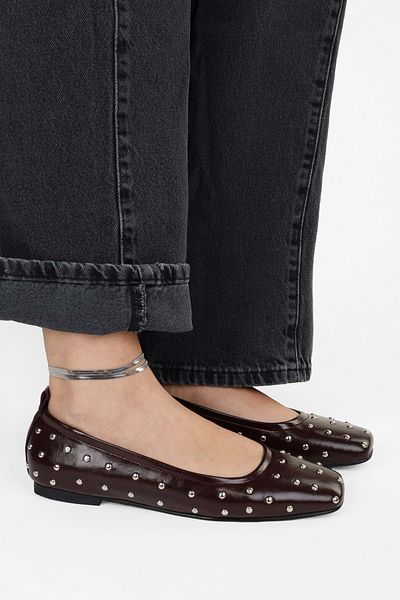 Shoeberry Zoe Burgundy Trock Blunt Toe Ballerinas für Damen