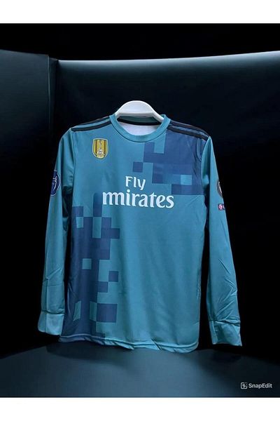 yenteks Ronaldo Turquoise μακρυμάνικο 2018 Real.Madrid. Ποδοσφαιρική φανέλα ενηλίκων