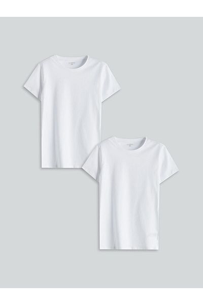 LC Waikiki White Crew Neck Short Sleeve Men's Undershirt 2 Pack