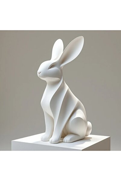 Talha Desenli Tavşan Heykeli Biblo