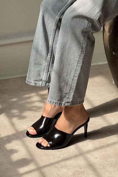 NİŞANTAŞI SHOES Papuci cu toc pentru femei Morris Black Transparent Tape