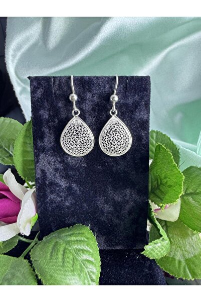 Sahra Gümüş Damla model 925 ayar telkari gümüş küpe