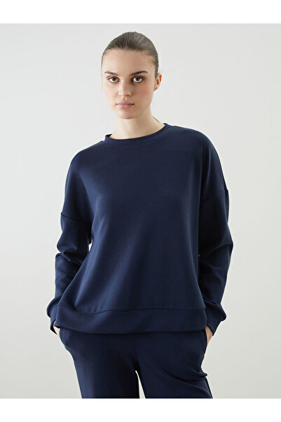 LC Waikiki Navy Blue Oversize Modal Blend Women's Sweatshirt