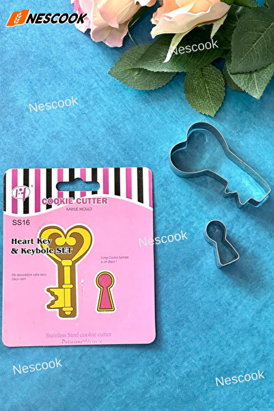 Neskuk قاطع معدني على شكل مفتاح وقلب، قاطع معدني على شكل مفتاح وقلب بتصميم الحب