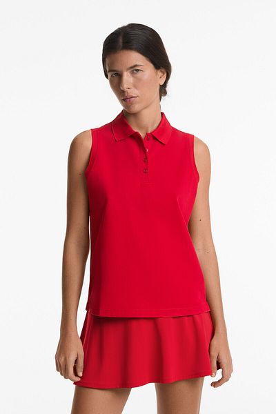 Oysho Cotton blend sleeveless piqué polo shirt