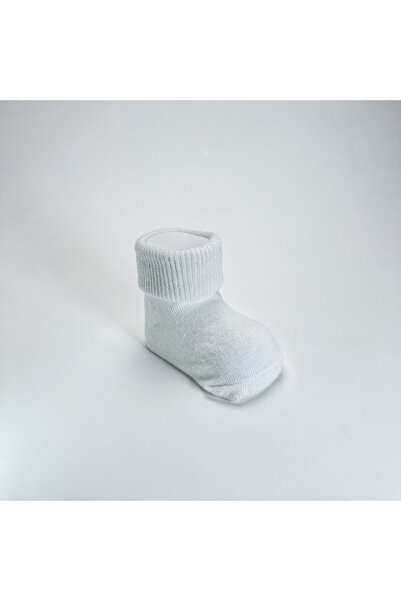 Akface Organic Cotton -Terletmez- Plain Curled Newborn Girl Boy and Child Socks Set of 5