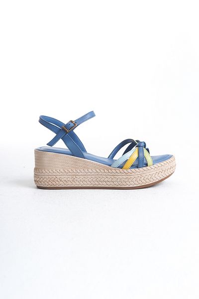Elile Shoes Sandale cu toc cu pană din piele naturală