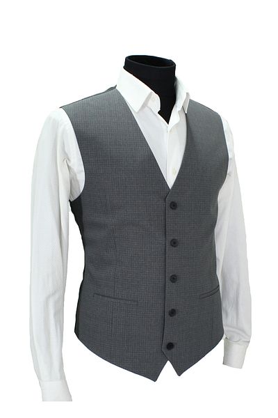 MENTOR REGALO Plaid Regular Fit V-Neck Gray Black Vest