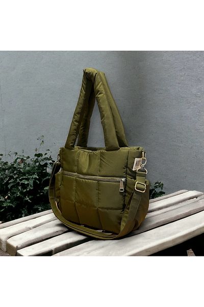 Nuggita Women's Khaki Speciale Quadrato Puffer Bag Shoulder Bag