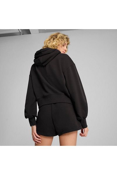 Puma Hood Puma Wardrobe Ess Relaxed Cropped Hoodie Tr, Black, Women