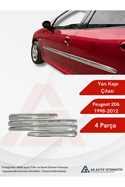 as aktif otomotiv oto krom aksesuarları Peugeot 206 HB 5D/SD/SW/CC Yan Kapı Ç...