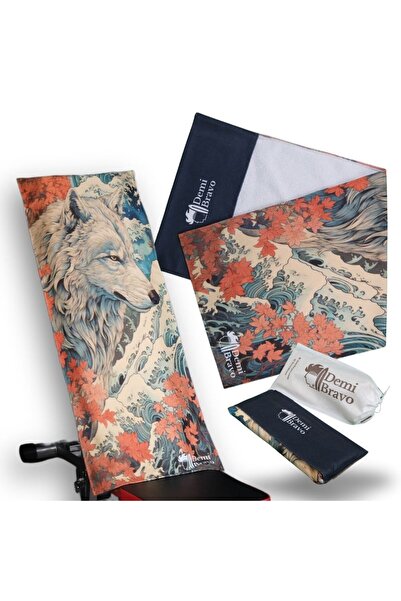 DEMİ BRAVO Özel Tasarım Cepli Pamuk Spor Havlusu - Kurt