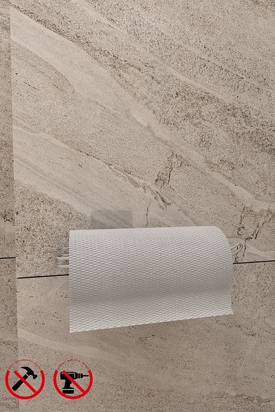 Alper Banyo Modern Design Solo Towel and Paper Hanger with Powerful Chrome Adhesive